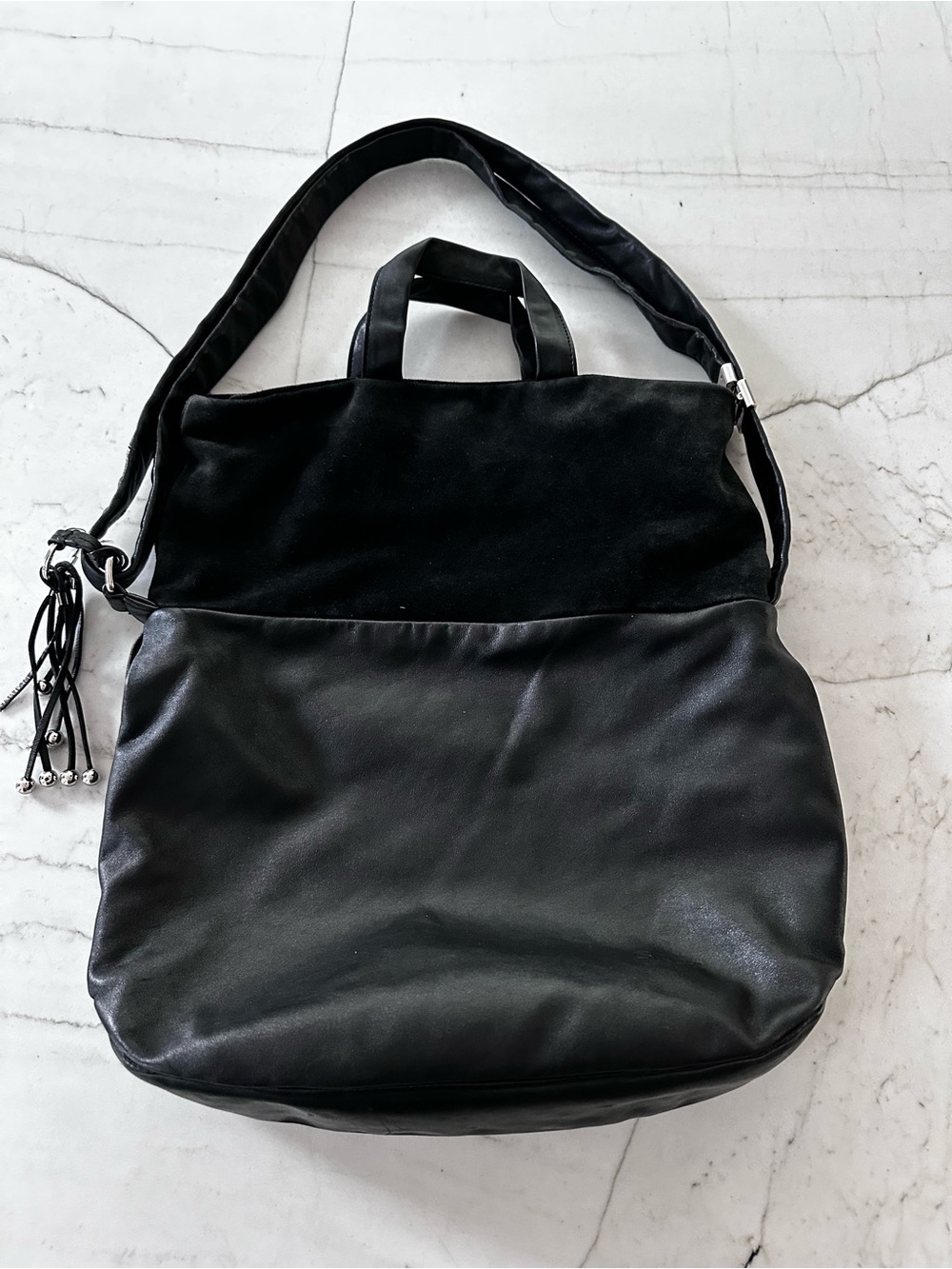 BREE black leather and suede convertible shoulder Bag